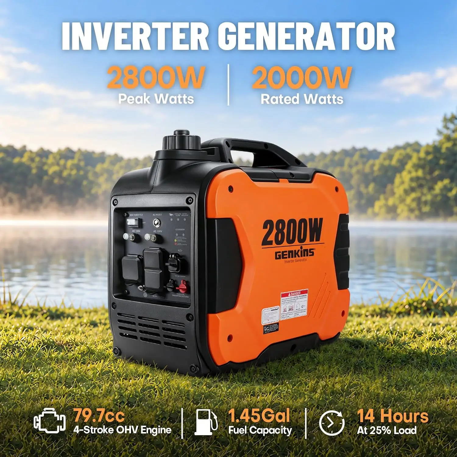 2800W Portable Inverter Generator, Quiet Lightweight for Camping Home Backup, Customized