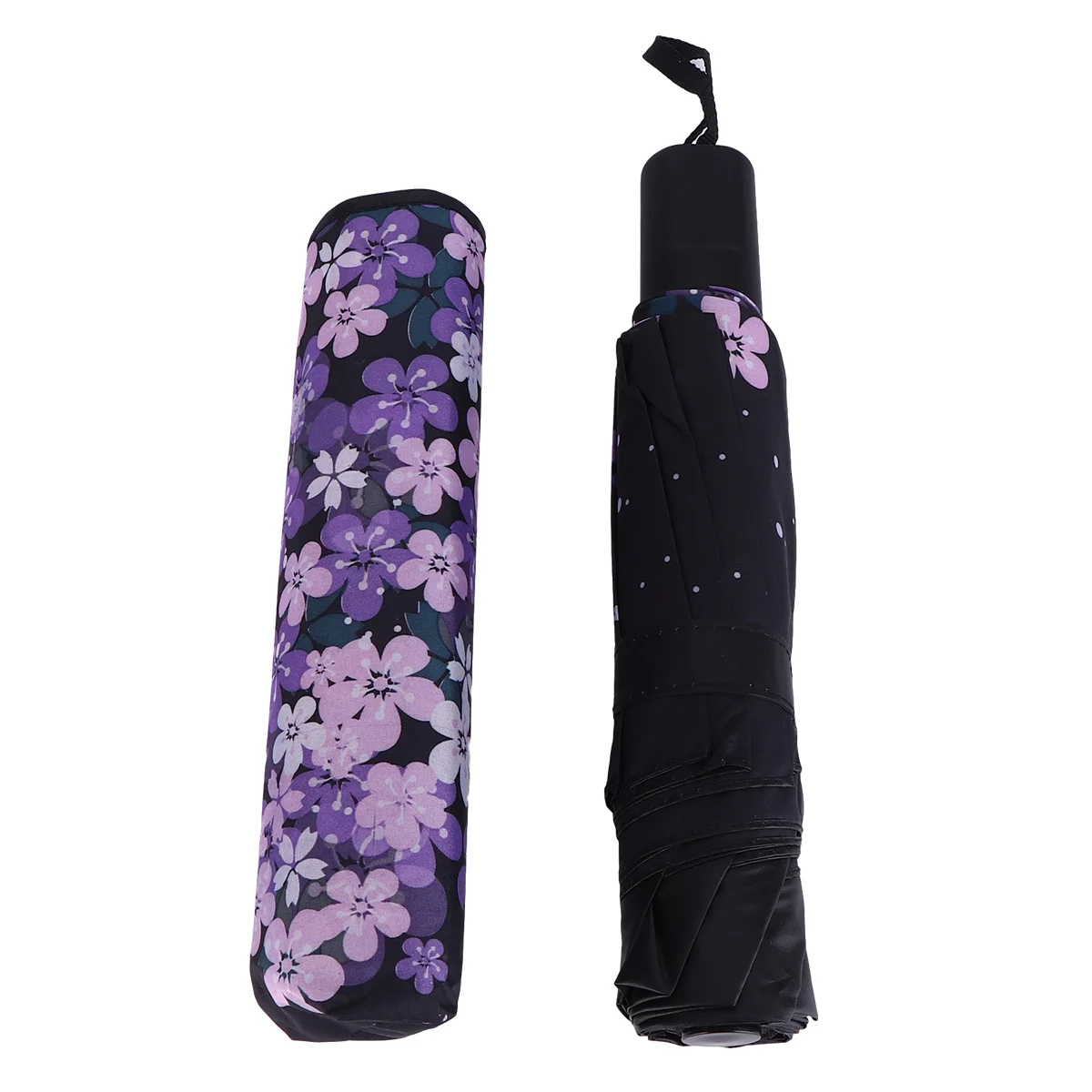 

Purple Folding Uv Protection Umbrella Dual Purpose Sunshade Rain and Sun Travel Lightweight Uv-Resistant Umbrella