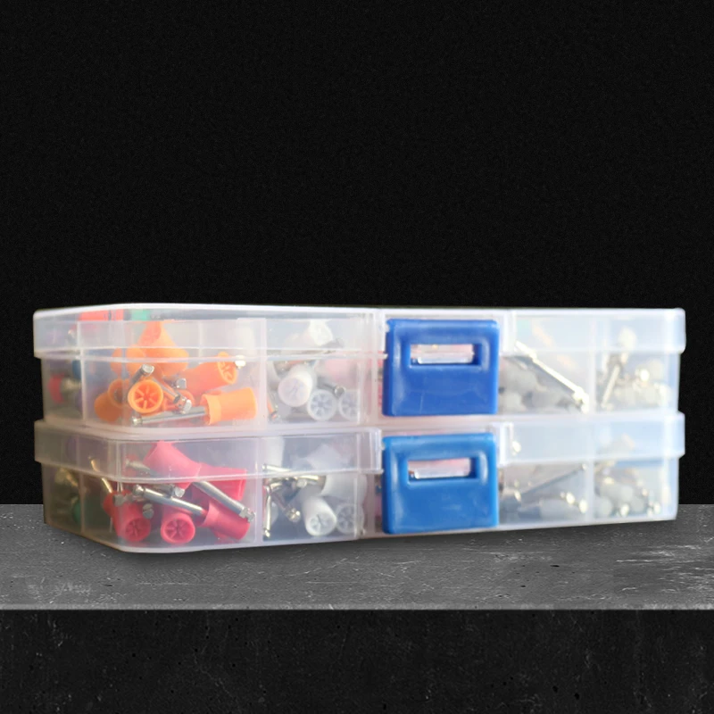 100 قطعة من أكواب فرشاة تلميع خلط الأسنان، مجموعة من الفولاذ المقاوم للصدأ ذات نهاية مسطحة/حادة #4