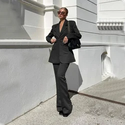 Slim Fit Ladies Suit Chic and Elegant Woman Pants Set Woman 2 Pieces Single-breasted Elegant Women's Sets Lapel  Luxury Suits