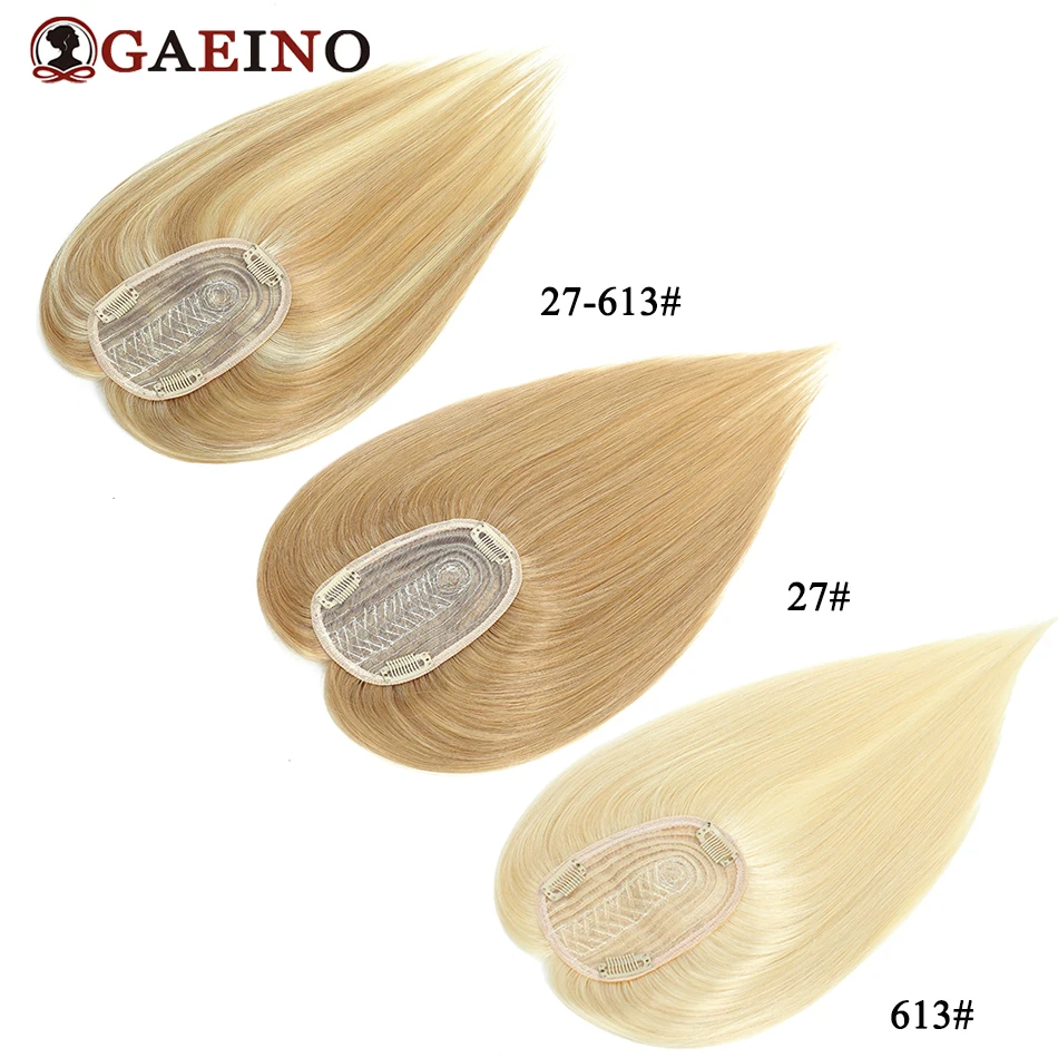 Straight Hair Topper For Women Real Human Hair Blond Hairpieces Machine Made Hair Toppers With 3 Clips Human Hair Toupee