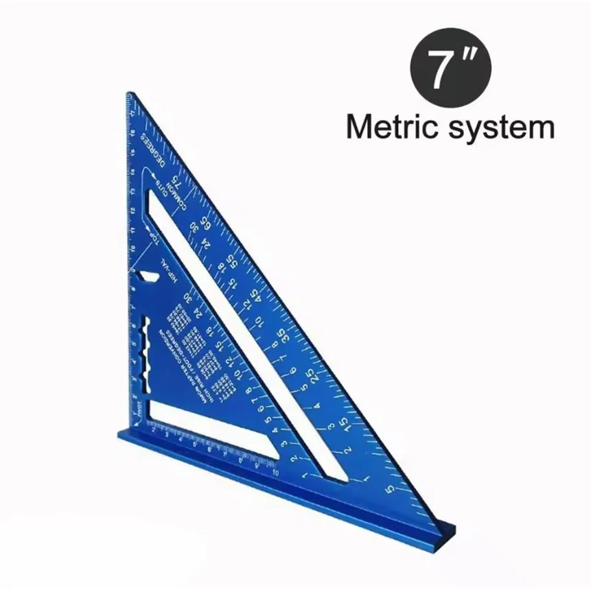 Nieuwe 7Inch Driehoek Liniaal Meetinstrument Aluminium Timmerman Gereedschap Inch Metrische Hoek Heerser Snelheid Vierkant Houtbewerking Gereedschap