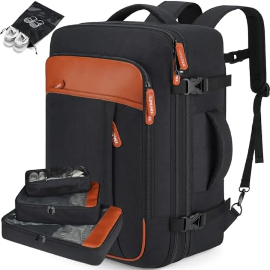 

Carry on Travel Backpacks Extra Large 40L Flight Approved Bag for Men and Women Expandable Suitcase Backpack With 4 Packing Cub