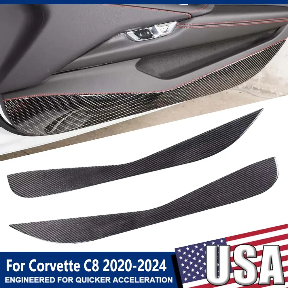 

For Corvette C8 2020 2021 2022 2023-2025 1 Pair Car Interior Door Panel Film Carbon Fiber Mouldings Stickers Anti Kick Pad Cover