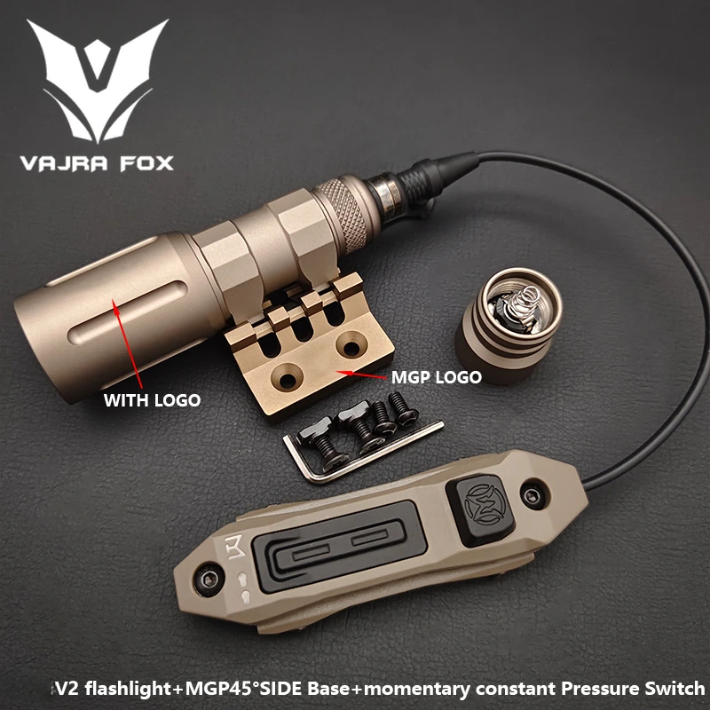 Sotac V2 Flashlight White LED Lamp with 45 degree side base and  New dual function pressure switch Tactical weapon light