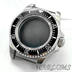 TOP 44mm NH34 NH35 NH36 NH38 NH39 NH70 NH72 Movement Silver Stainless Steel Watch Case Ceramic Bezel Sapphire Glass