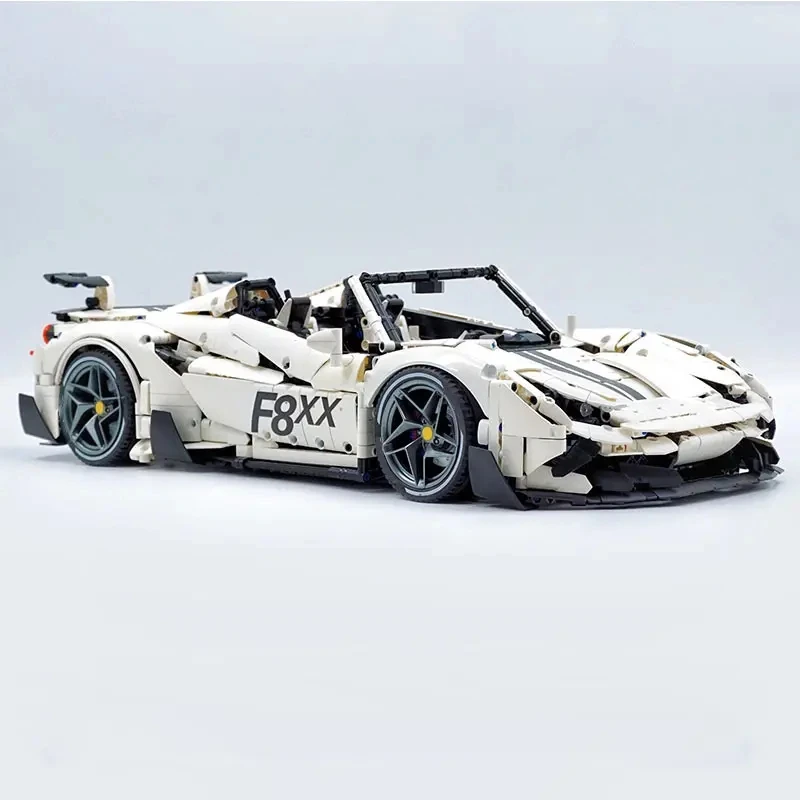 MOC-JD018 1:8 Technical White Racing Speed Sports Car F8 Building Blocks Bricks Educational Puzzle Toy Christmas Gifts For Kids