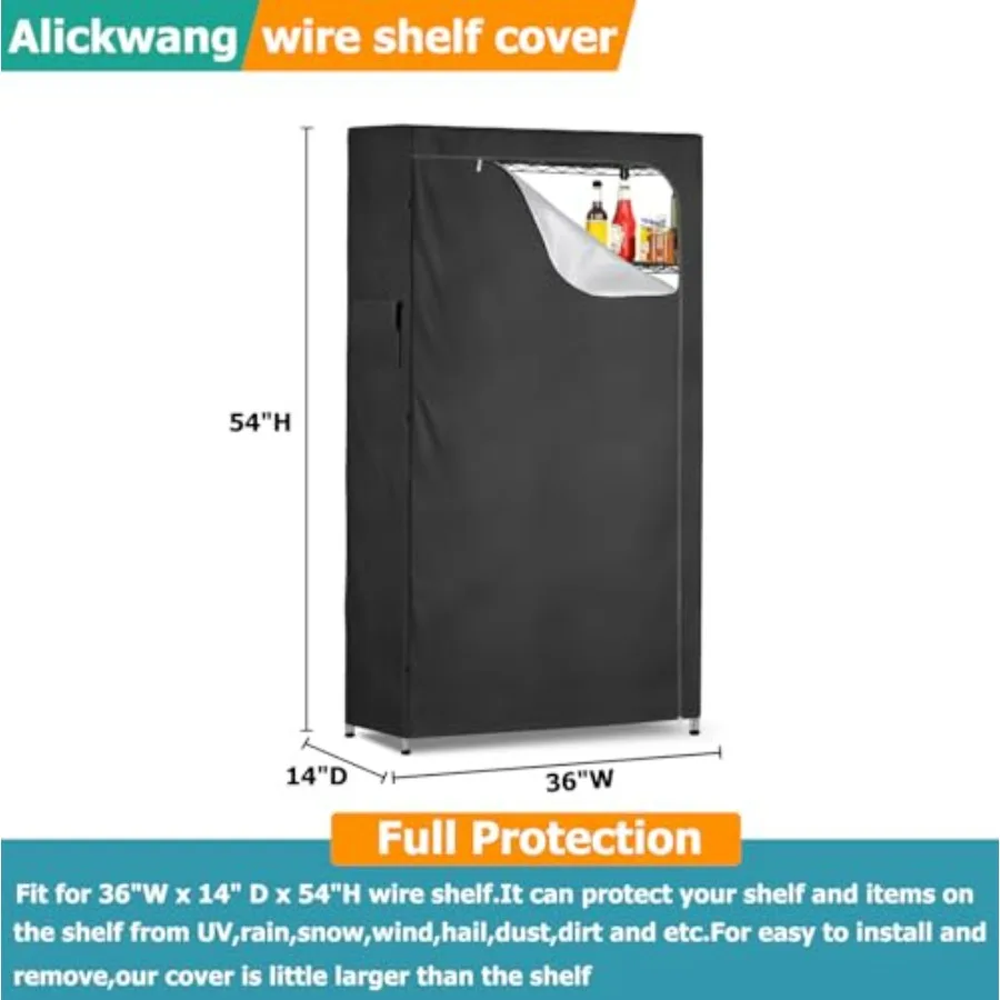 Capas de prateleira de armazenamento à prova d'água para uso externo resistente 600D para prateleiras de arame com zíper Ideal para porão de garagem e Sto ao ar livre