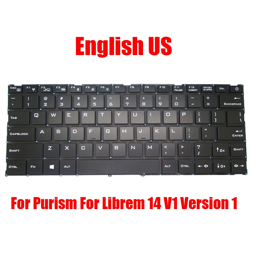 

Laptop Replacement Keyboard For Purism For Librem 14 Version 1 L14V1-01 / 14 V1 English US Black Without Backlit New