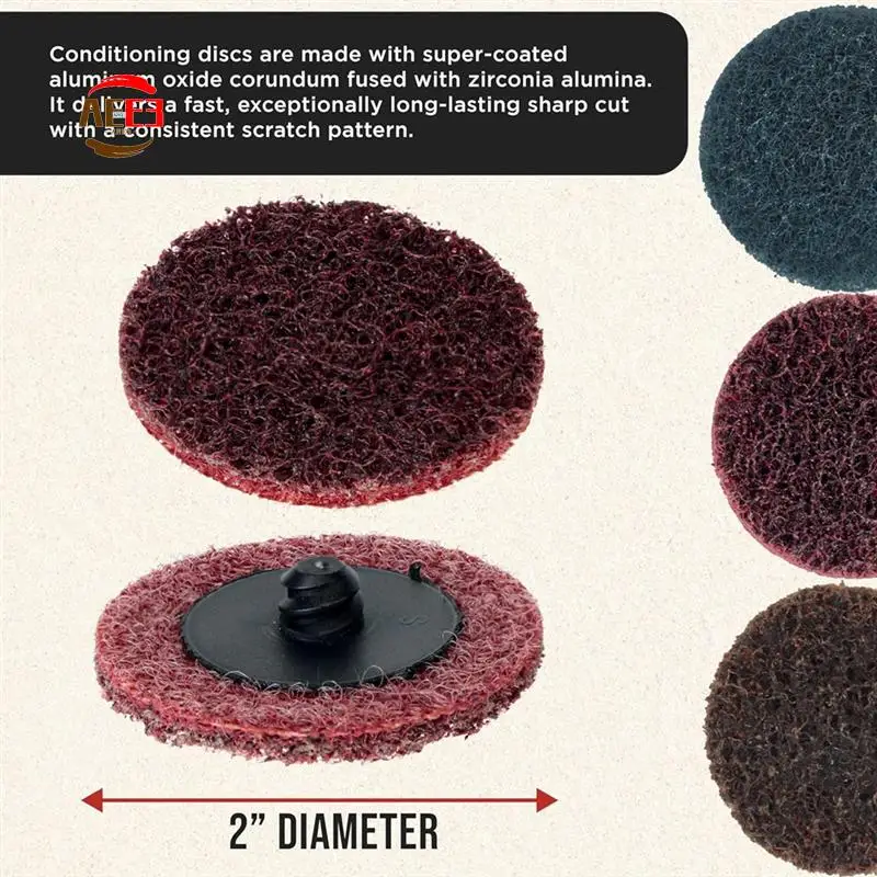 

AEE3-46 Piece 2 Inch Diameter Surface Conditioning Sanding Discs Each Coarse, Medium, Fine Grit Quick Change Roll Lock