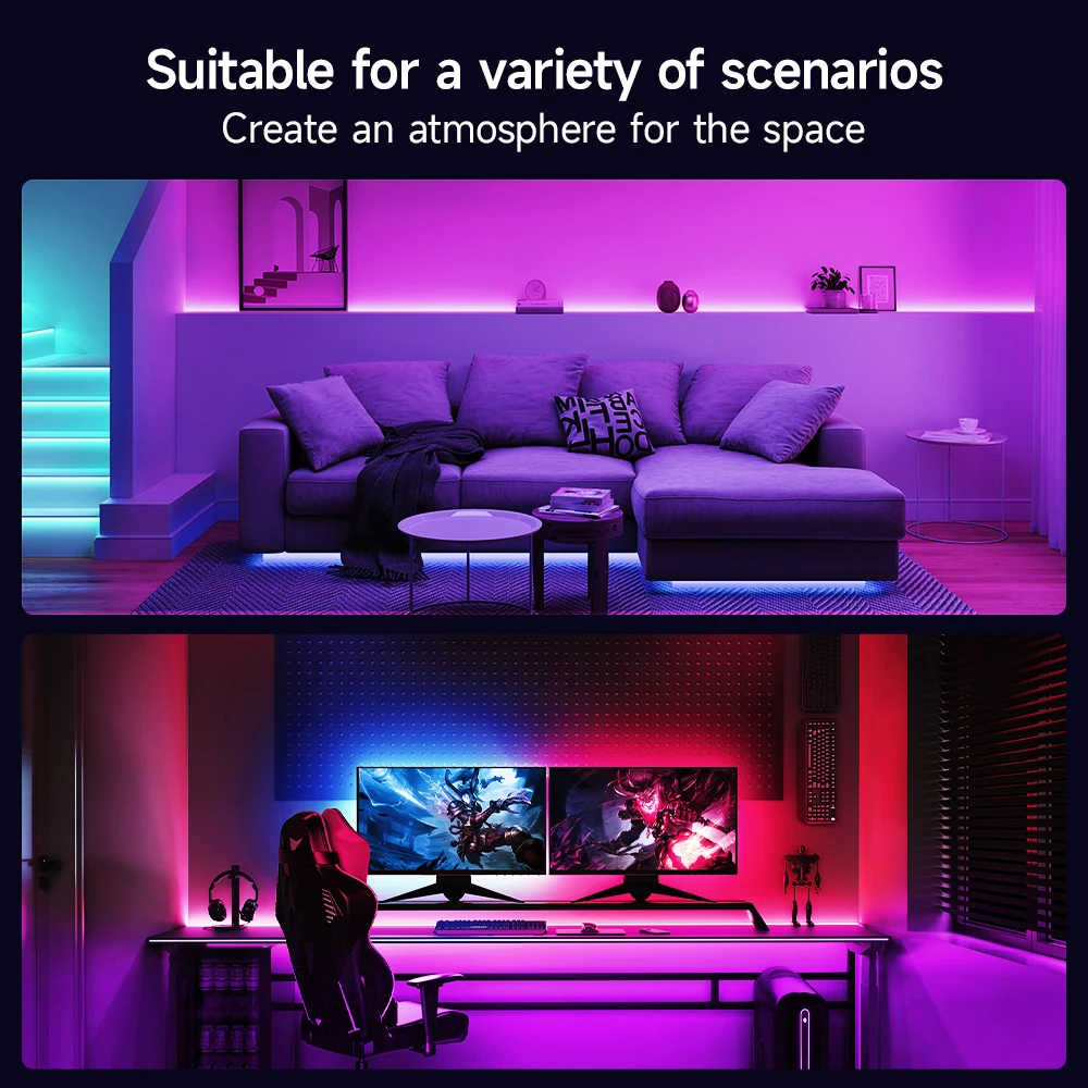 Imagem -03 - Rgb Led Strip Lights para Home Party Music Sync Mudança de Cor 5050 5v 1m30m 16 Milhões de Cores