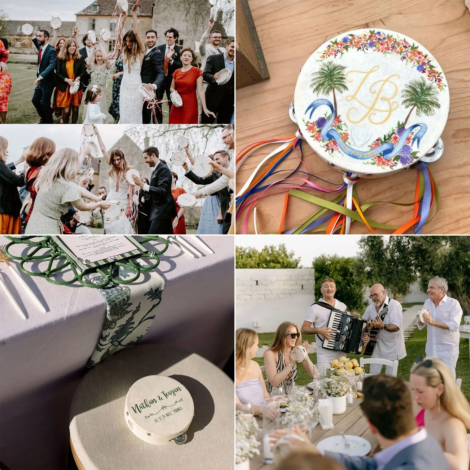 Bulk Wedding Tambourines 12/24/36/50PCS DIY Musical Hand Drums 4/6 Inch Party Favors Gifts for Wedding Guests