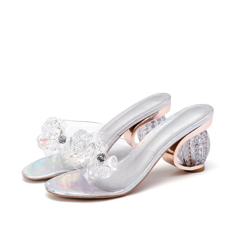 Summer Women Slippers Crystal Transparent Jelly Sandals Pumps Elegant High Heels Ladies Party Female Women\'s Shoes 2022