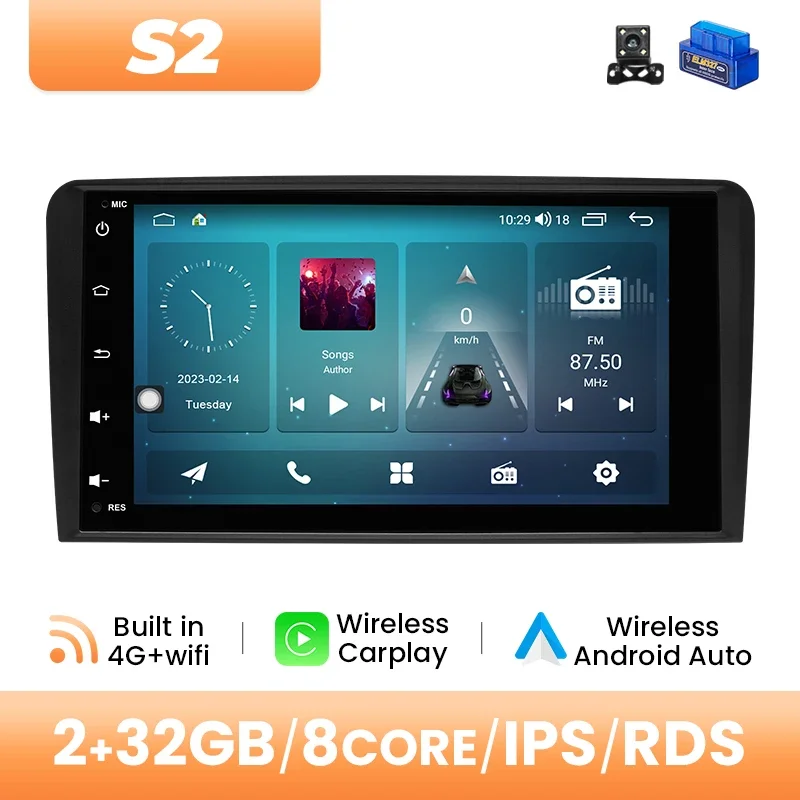 8Inch IPS Android14 AI Voice Draadloze Carplay Autoradio Multimedia Voor Audi A3 2 8P 2003-2013 8GB 128GB GPS Navigatie DSP Audio