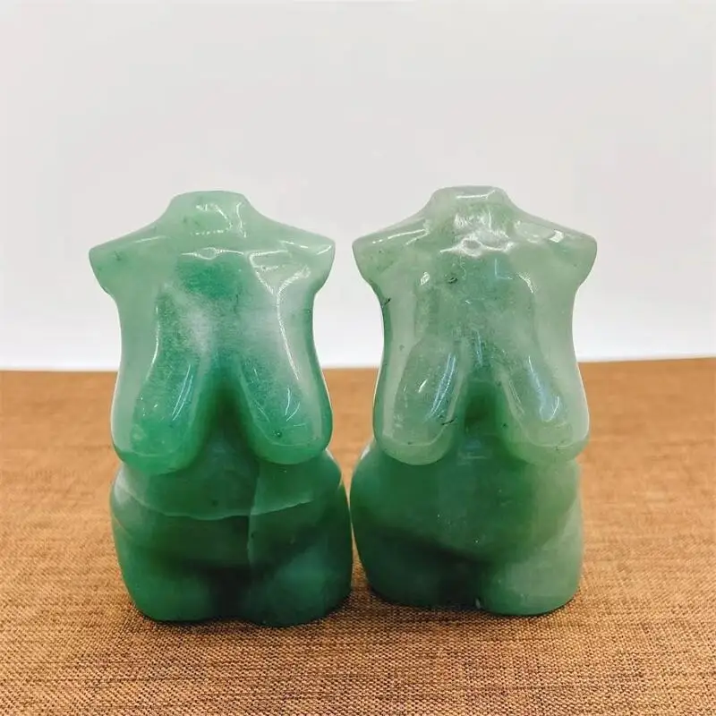 Natural Green Aventurine Lady Body Carving Fashion Home Decoration Healing Energy Gemstone Polishing Crafts Gift 1pcs