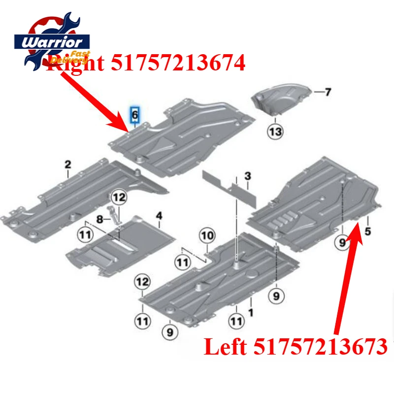 

Для BMW X3 F25 Высококачественная ограждение днища 51757213673 51757213674