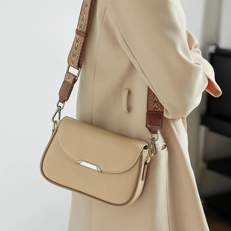 

Ladies Light Luxury Cowhide Retro Small Square Handbags Women's Cow Genuine Leather Crossbody Bag Female Leisure Shoulder Bags