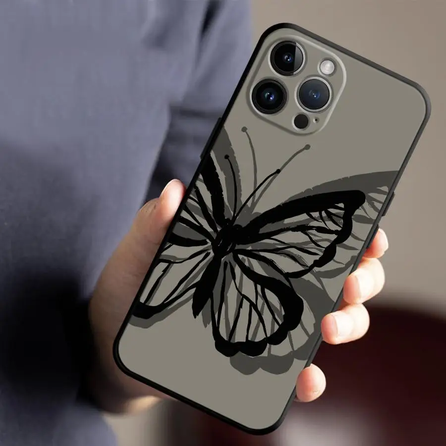 Чехол для телефона Butterfly Art для iPhone 11 Pro XR 7 8 Plus 14 Pro 15 ProMax 16 12 13 Mini SE XS Max Противоударный чехол