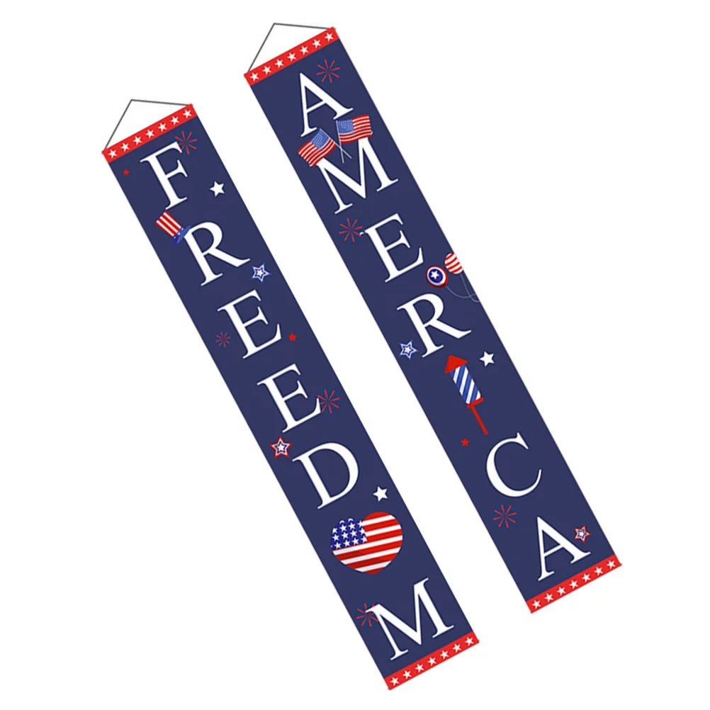 

1Pair Oxford Cloth Independence Day Door Banner 4th of July Porch Decoration Party Banner 4th of July Porch Sign