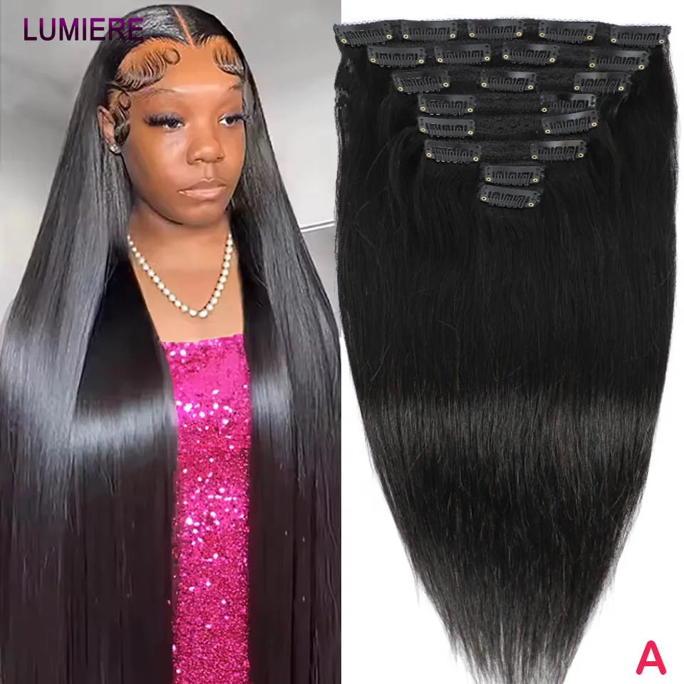 العظام مستقيم كليب Ins شعر مستعار بشري 120 جرام 100% عذراء الخام شعر بشري حقيقي العظام مستقيم كليب في وصلات شعر مزدوجة ث #1