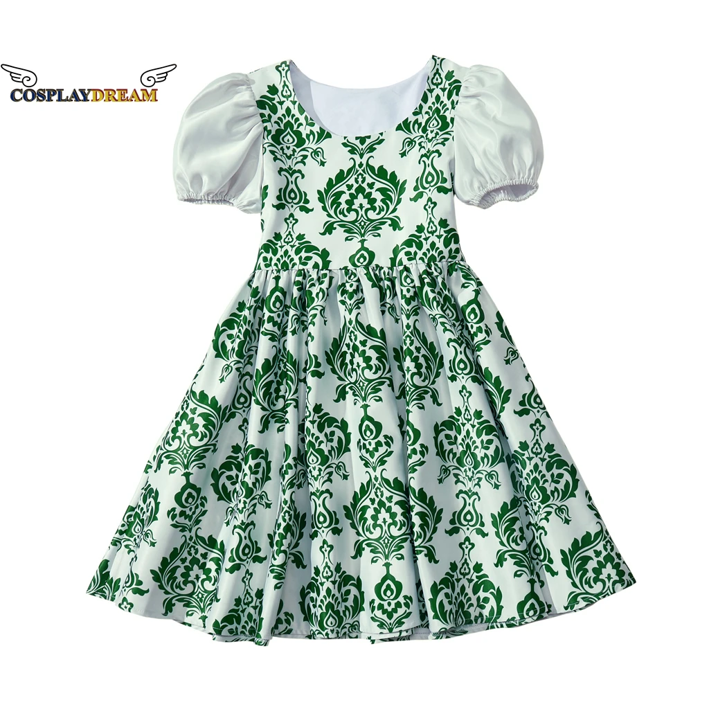 Sound of Music Children Costume Cosplay New Summer Girls Print Dress Puff Sleeve Bow Dresses For Girls Children Princess Vestido