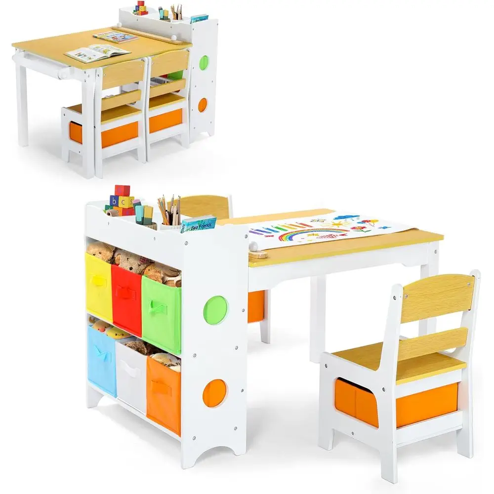 

Художественный набор столов и стульев, стол для занятий малышей для рисования, чтения, учебы, рукоделия, игр, 8 съемных контейнеров, бумага Ro