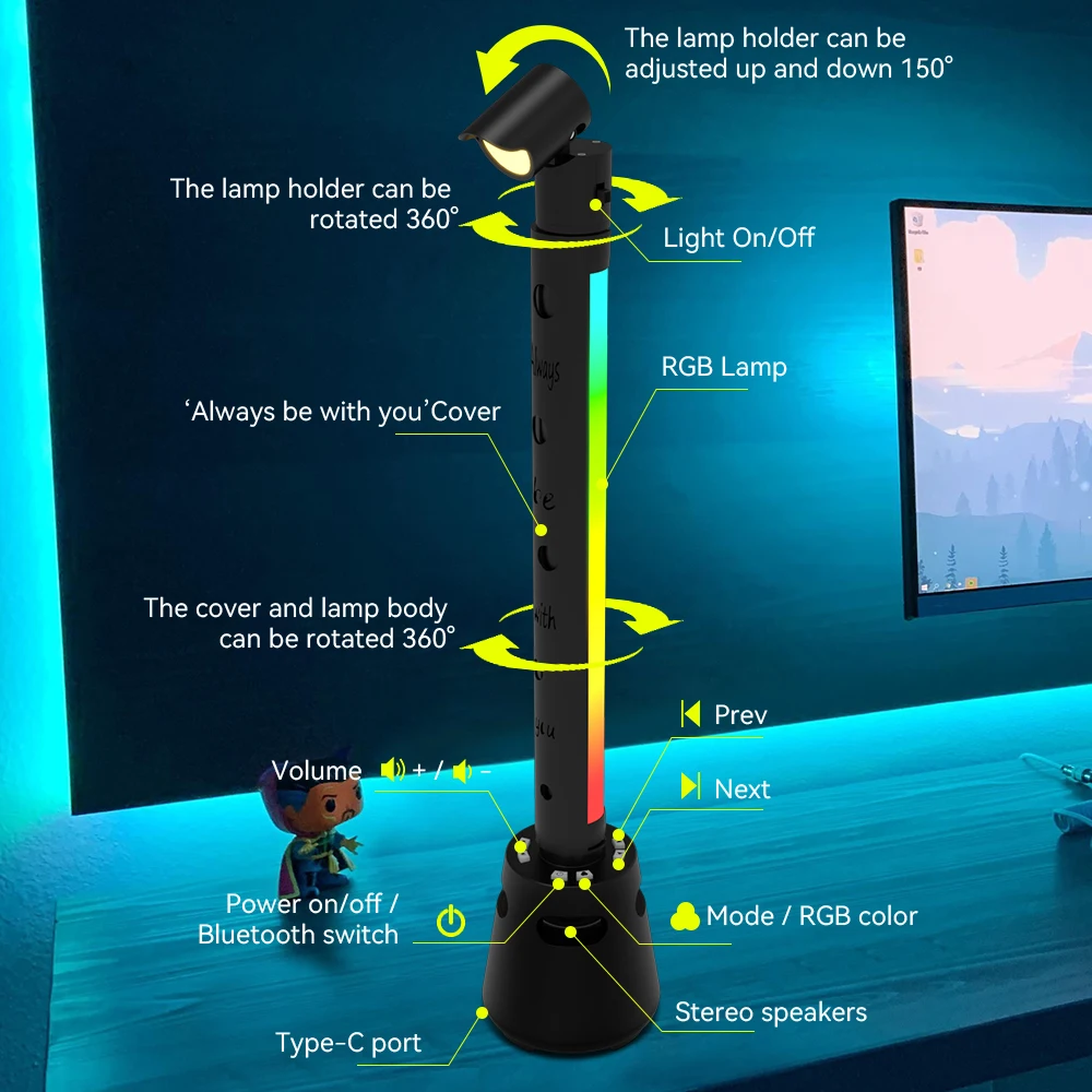 LED سطح المكتب لاقط مصباح RGB الموسيقى إيقاع المحيطة لاقط أضواء USB قابلة للشحن RGB لتقوم بها بنفسك اللون أضواء حفلة عيد الميلاد الديكور