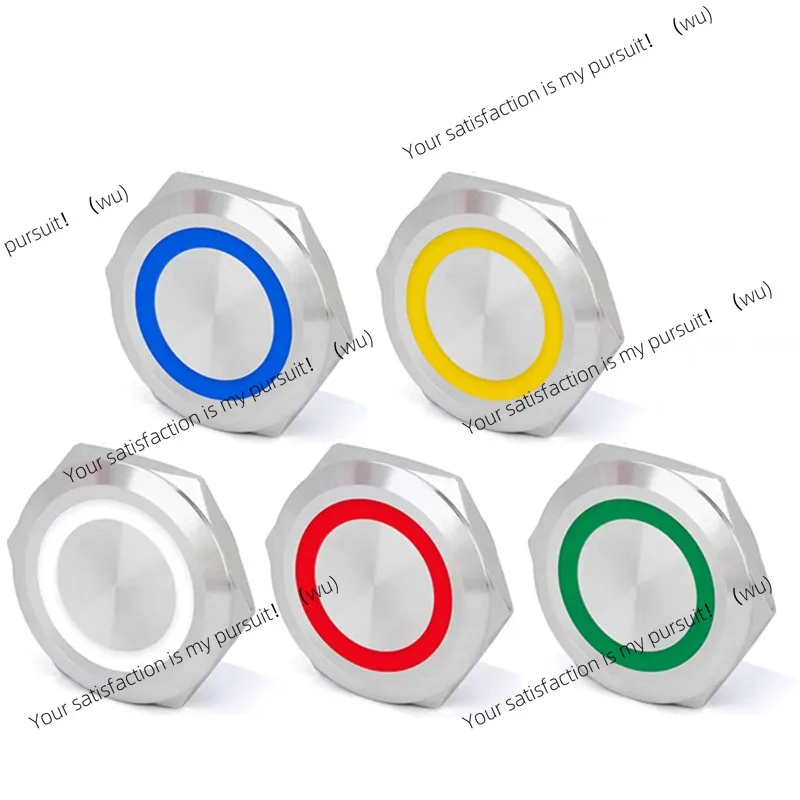 ZOCI-16/19/22/25/30mm Short Stroke Mini Waterproof Metal Push Button Switch Power Led Light Momentary 5V 12V 24V 220V Red Blue