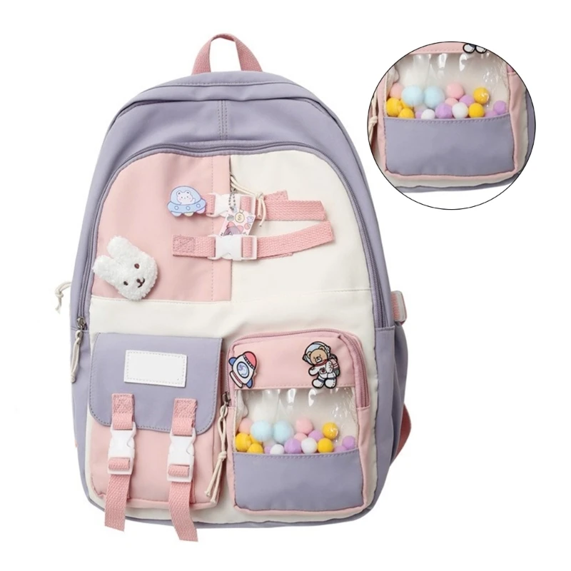 Bolsa escolar estudante Harajuku para adolescentes mochila colorida nylon