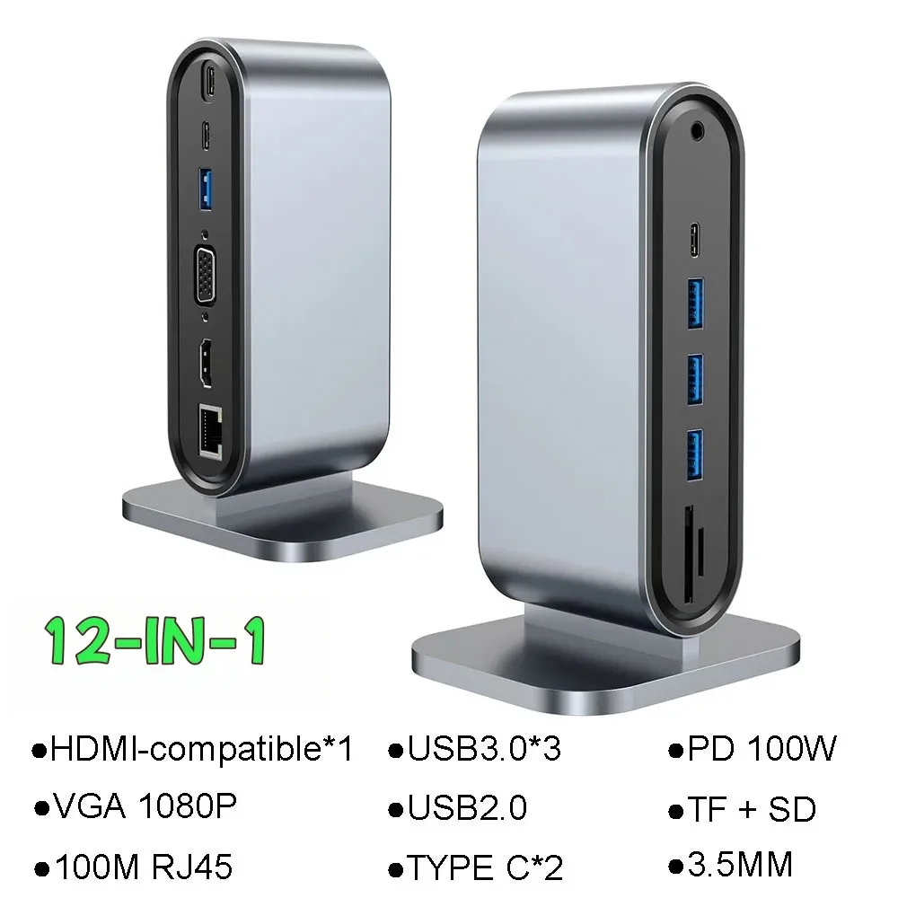 

Expand Your Workspace 12-in-1 USB C Hub Dock with 4K HDMI, 100W PD, Ethernet, 3x USB 3.0. The Ultimate Laptop Docking Station.