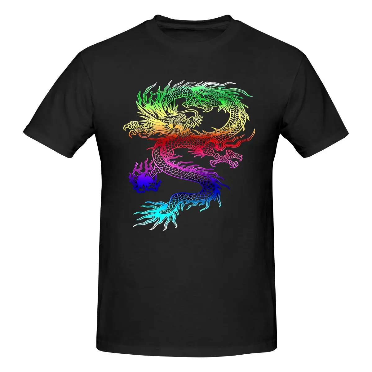 Year Of The Dragon Men'S Cotton T-Shirt Short Sleeve Oversized Graphic Tees Clothes Streetwear Vintage Tops T Shirt