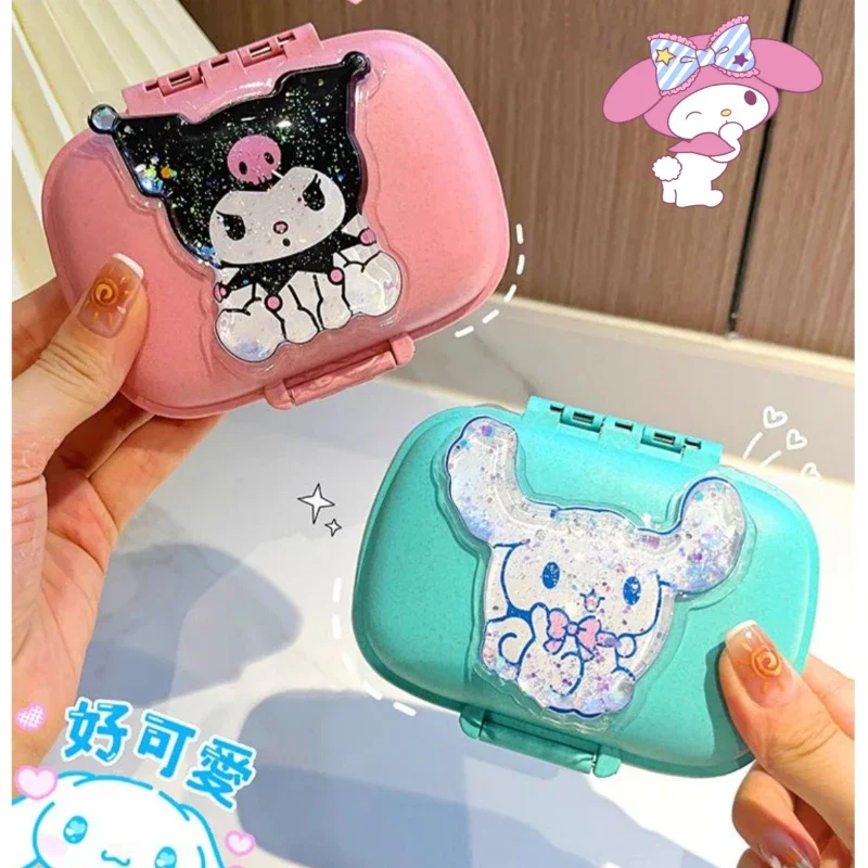 Sanrio pill box, cute cartoon, portable, seven-day-a-week, small, mini, large-capacity, moisture-proof, quicksand cinnamon dog