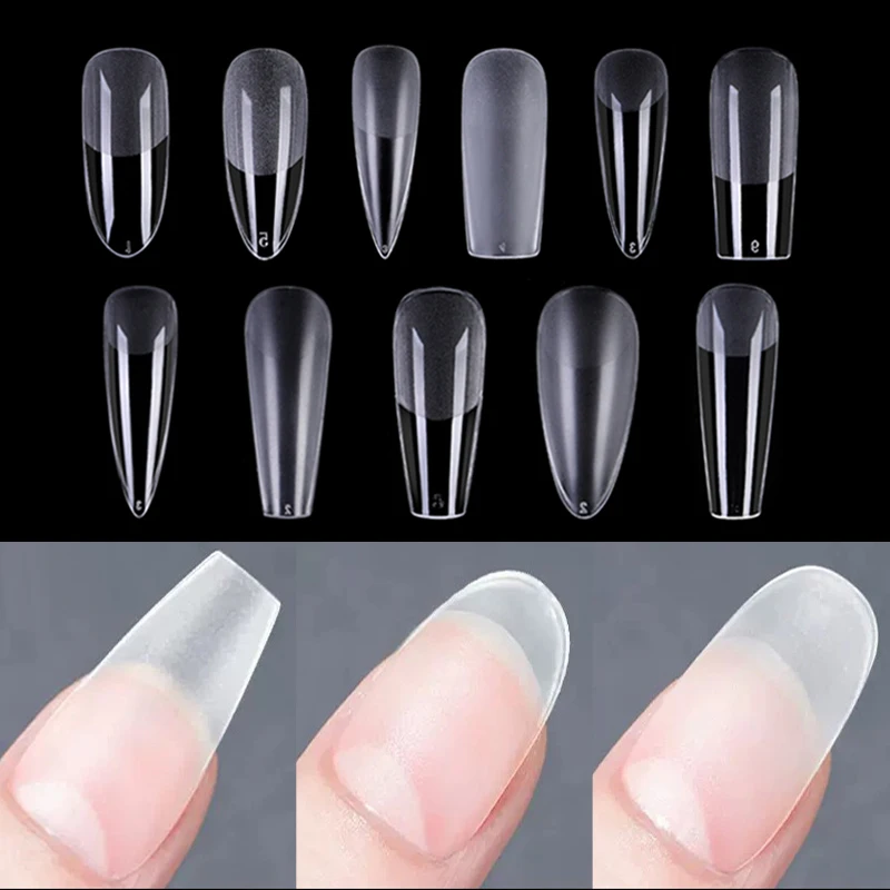 120pcs Press ON Soft Gel Nail Tips Matte Full Cover False Nails Oval Medium Short Shape Almond Gel Nail Tips Sculpted Fake Nail