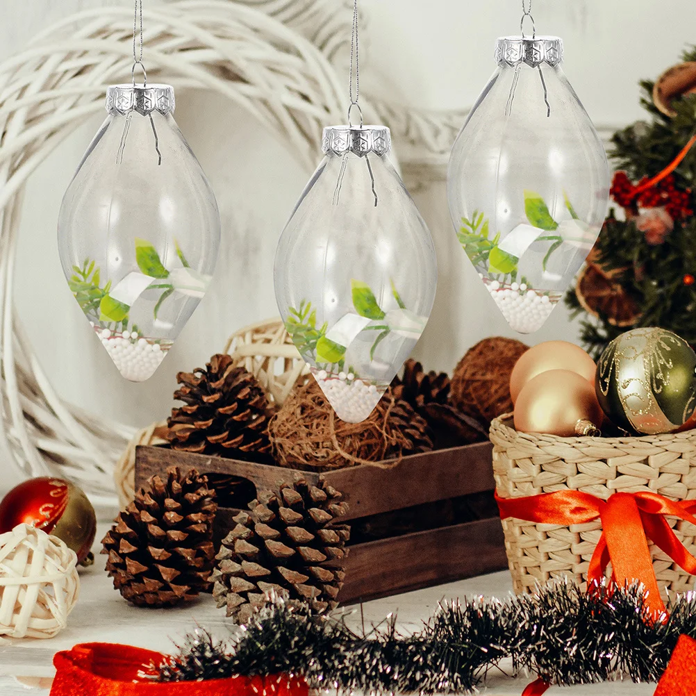 

24Pcs Fillable Christmas Ornaments Bulb Shaped Candy Boxes Clear Plastic Hanging Balls Xmas Tree Party Decorations