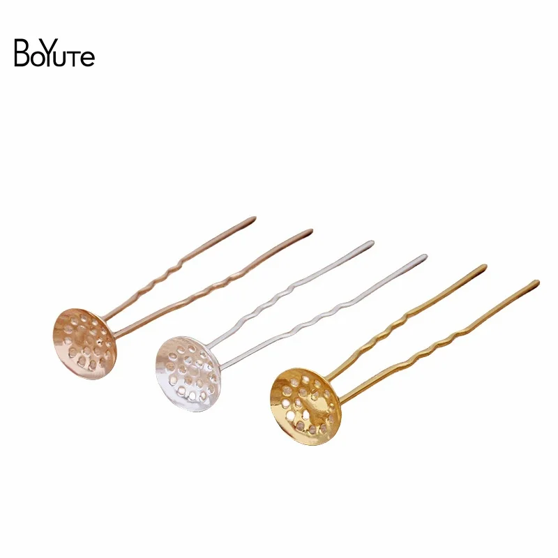 BoYuTe (50 Pieces/Lot) U Shaped Hairpin with 12MM Cup Base Diy Hair Accessories Handmade Materials