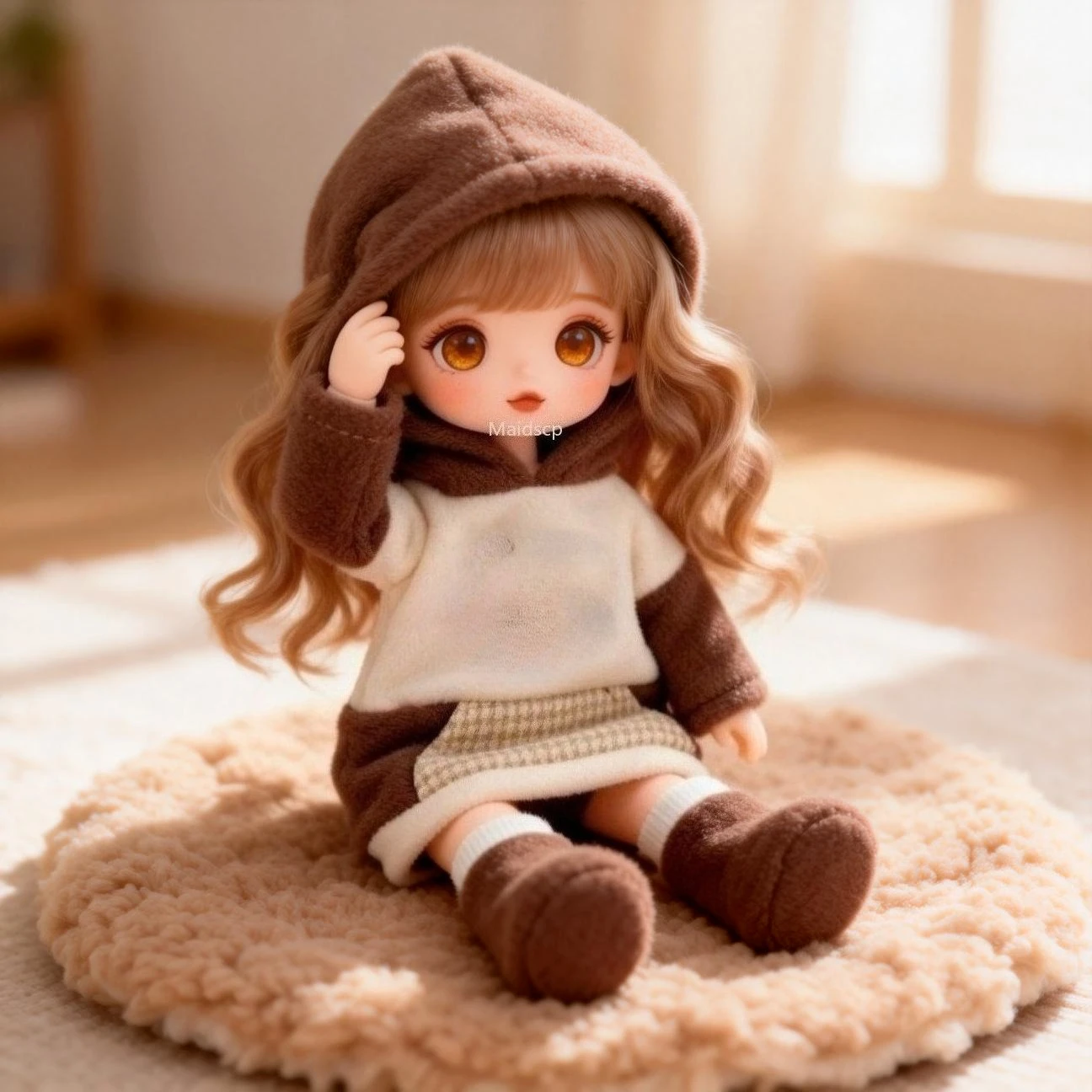 (服のみ) 30cm ファッションドール衣装セット - ソフトニット帽子 + カジュアルトップ + ストライプパンツ |   1/6ドール用のかわいいおしゃれな服