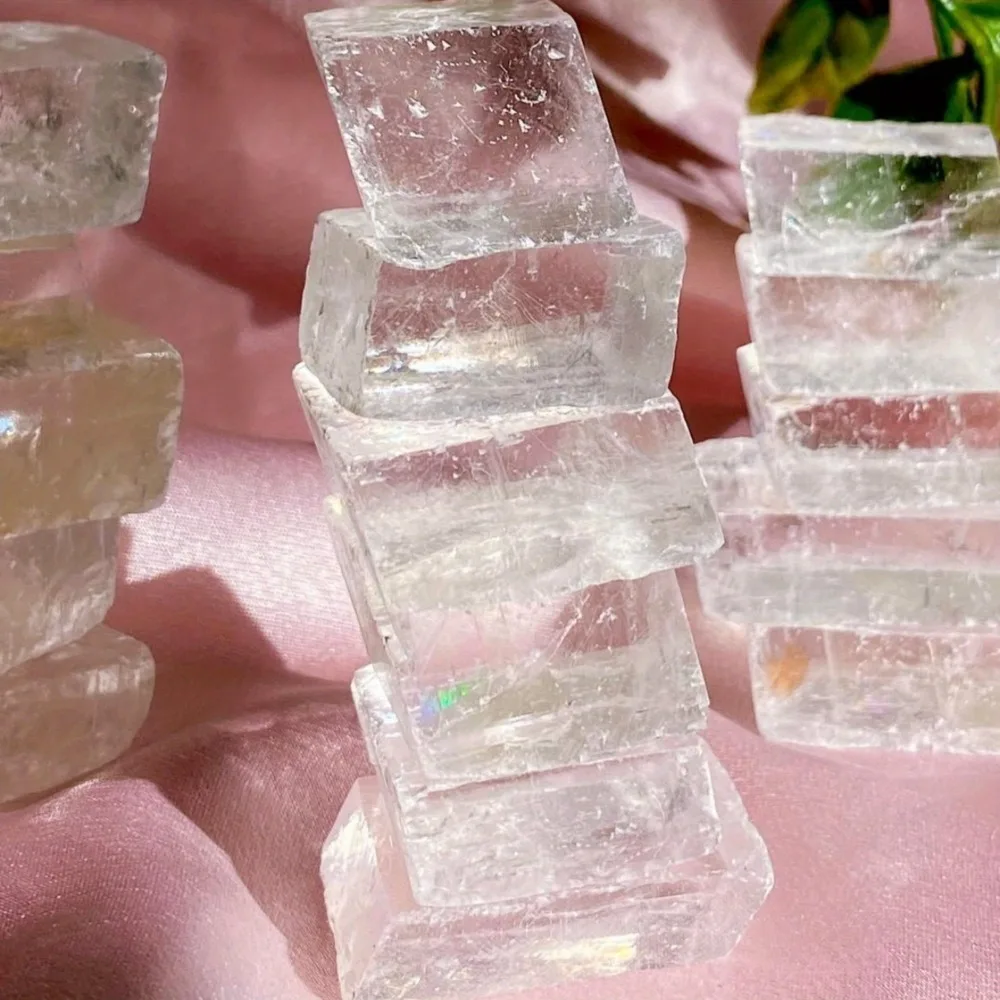Natural Transparent Raw White Optical Calcite Iceland Spar Mineral Specimen Energy Crystals Healing Stones Quartz Home Decor view 4