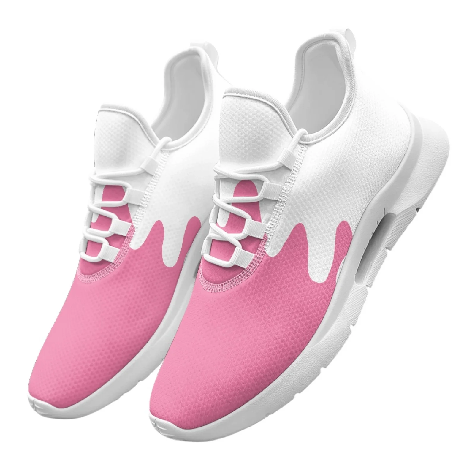 XIXIRIMIDO Lace-up Casual Shoes Men Sneakers Comfortable Mesh Breathable Walking Shoe Women's Lightweight Sneaker Soft Ice cream