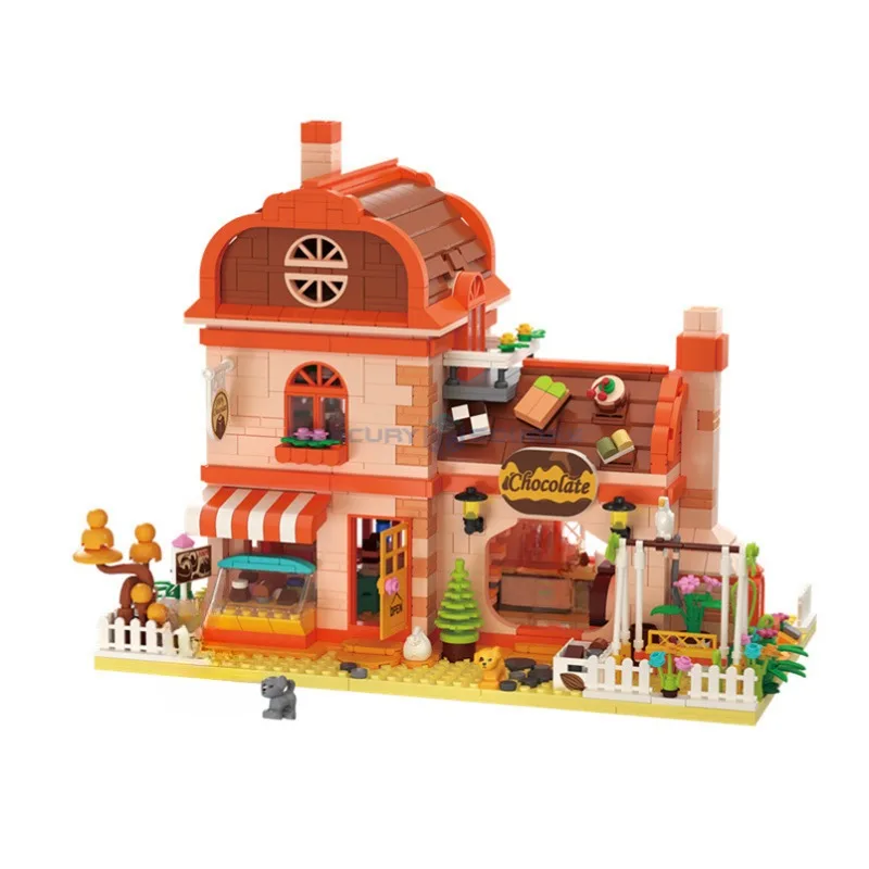 Chocolate Workshop Model Blocks MOC 612004 Dessert Factory Creative Ideas City Street View Building Bricks Toy Gift Collection