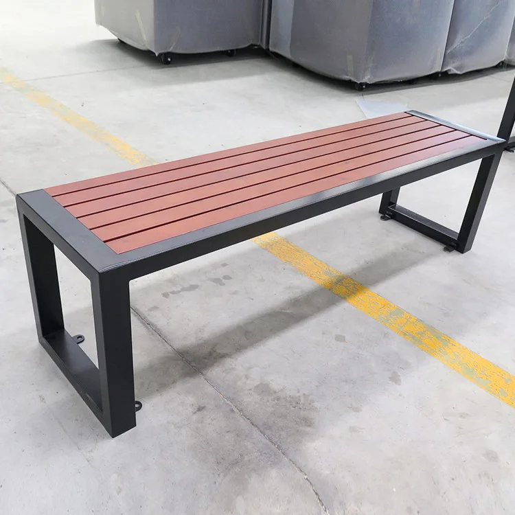 

Modern Design Outdoor Picnic Bench Garden Galvanized Steel Plate Chair Park Wooden Furniture Street Benches Outdoor Garden