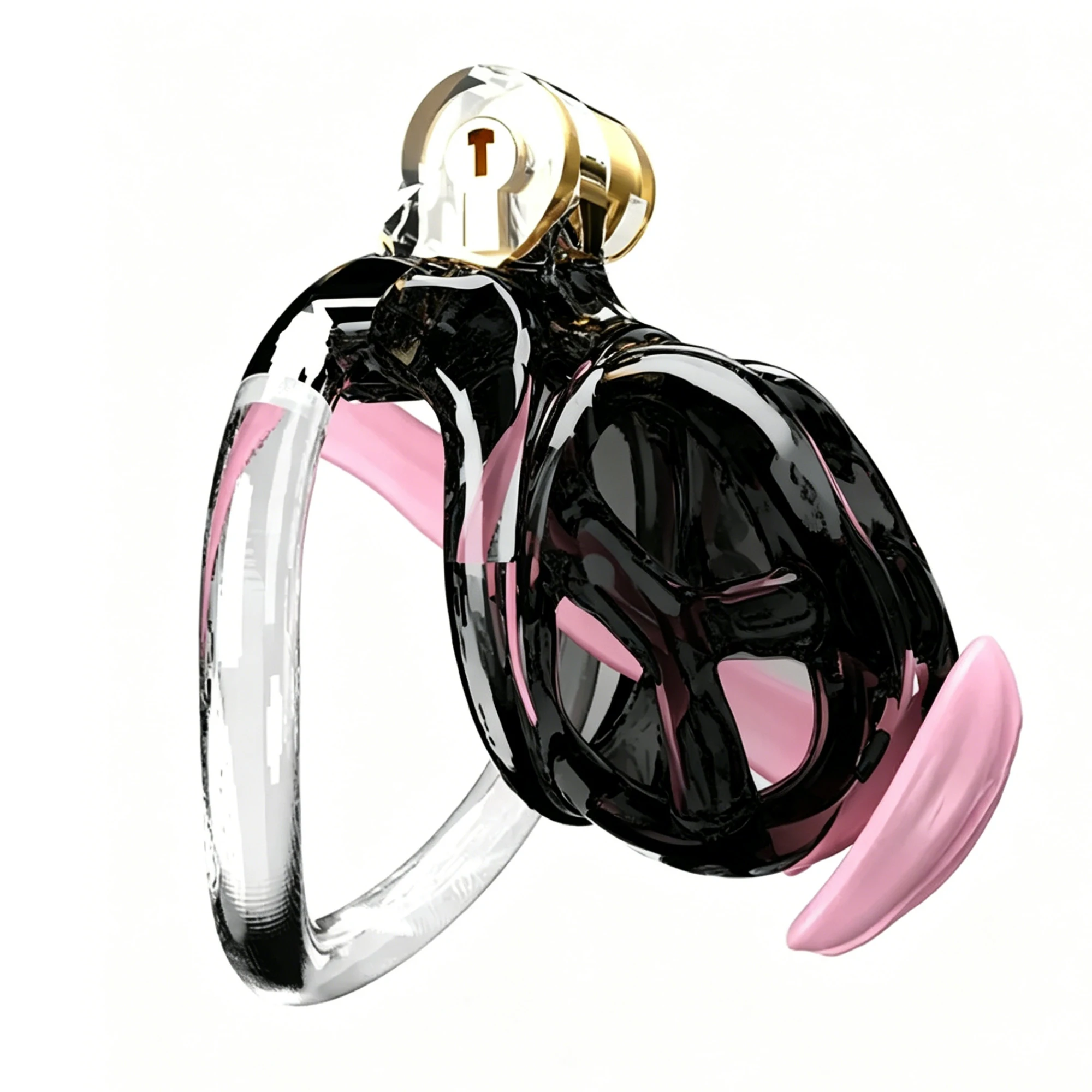 Anillo de Castidad Masculino, Anillo de Castidad Negro de PVC Ligero, Anillo de Castidad con Cierre a Presión, Jaula de Varios Tamaños, Juguetes Sexuales SM, BDSM, Anillo de Castidad Invisible 3D, 18+
