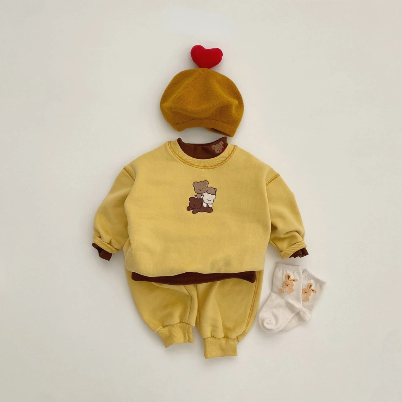 2023 Autumn Newborn Toddler Girls Boys Full Sleeve Bear Top sweatshirt+pants Infant Kids 95% Cotton Clothing Set 2pcs 0-3Y