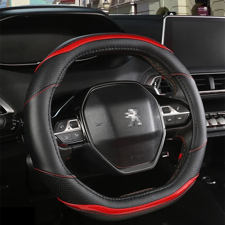 

Для Peugeot 3008 4008 5008 автомобильный чехол на руль из углеродного волокна + искусственная кожа автоаксессуары интерьер Coche
