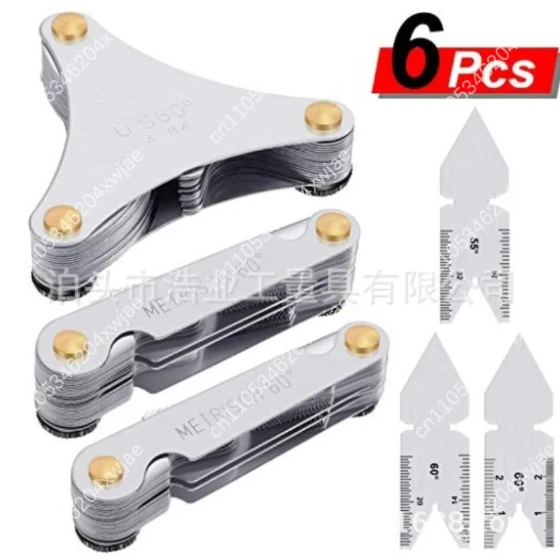 Center Gauge 6-Piece 55/60 Degree, 51-PC 58-Blade Thread Pitch Gauge, Precision Measuring Tool Set