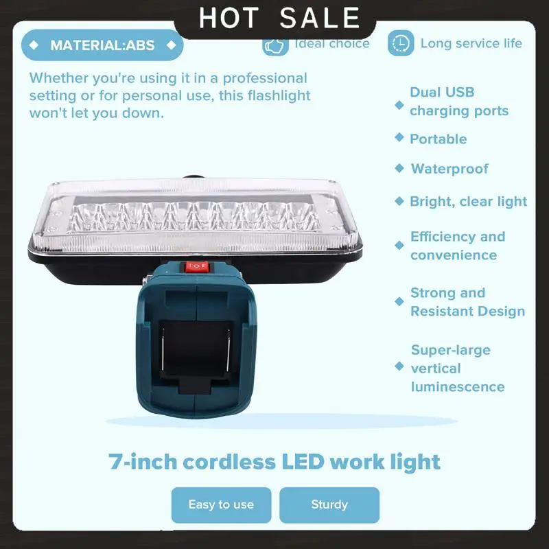 

24-Hour Delivery Work Light 8 Inch Cordless LED Lamp Flashlight For 18V 14V Dual USB Li- Battery Camping Architectural