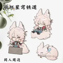3PCS Jiaoqiu Badges Pins Anime Honkai: Star Rail Brooch Cosplay Acrylic School Bag Pendant Clothes Accessorie Gift