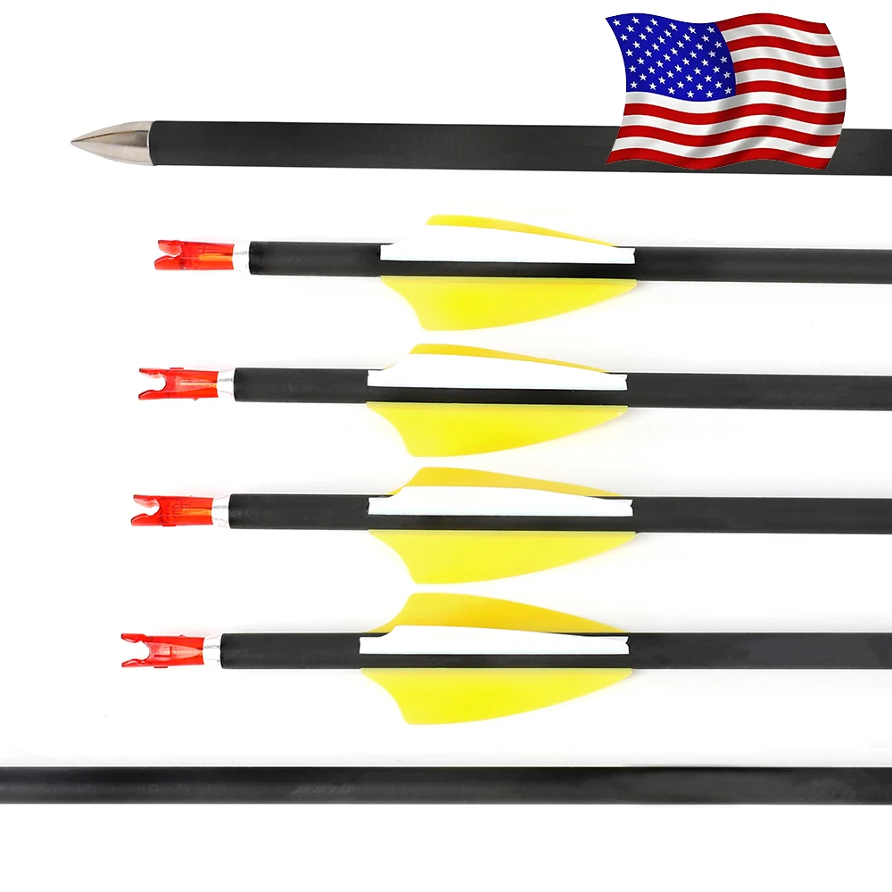 

12pcs 31inch Archery Mixed Carbon Arrows SP1000 ID4.2mm Shaft with 1.75" Rubber Vane for Recurve Compound Bow Hunting Shooting