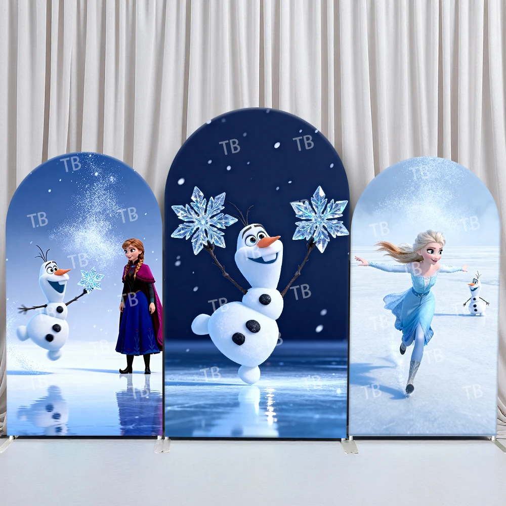 

TB Frozen Arch Backdrop Cover Crystal Snowflake Theme with Elsa Anna Olaf Decor for Kids Birthday & Baby Shower Photo Booth