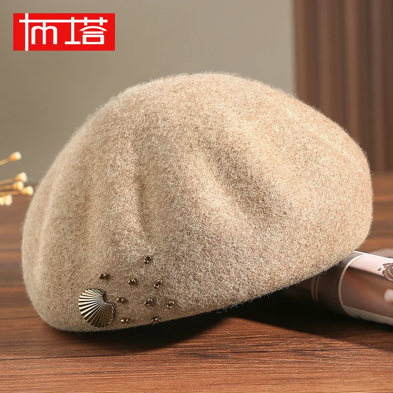 Women's 100% Wool Beret | French Audrey Style Newsboy Cap | Structured Classic Elegant