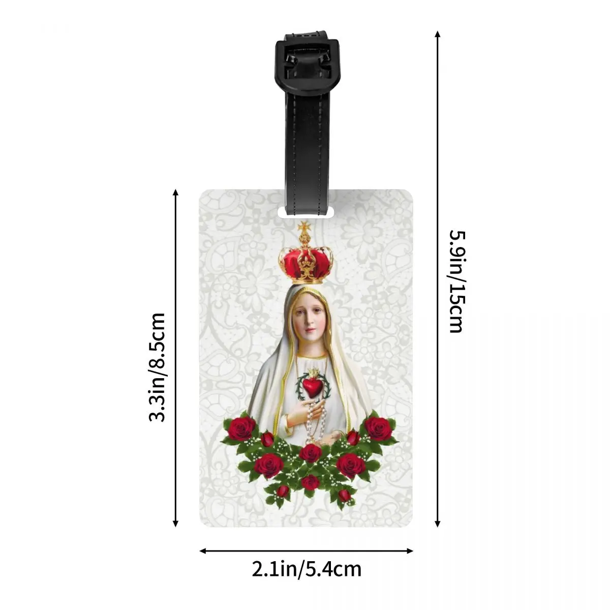 Custom Our Lady Of Fatima Virgin Mary Luggage Tags Custom Portugal Rosary Catholic Baggage Tags Privacy Cover Name ID Card